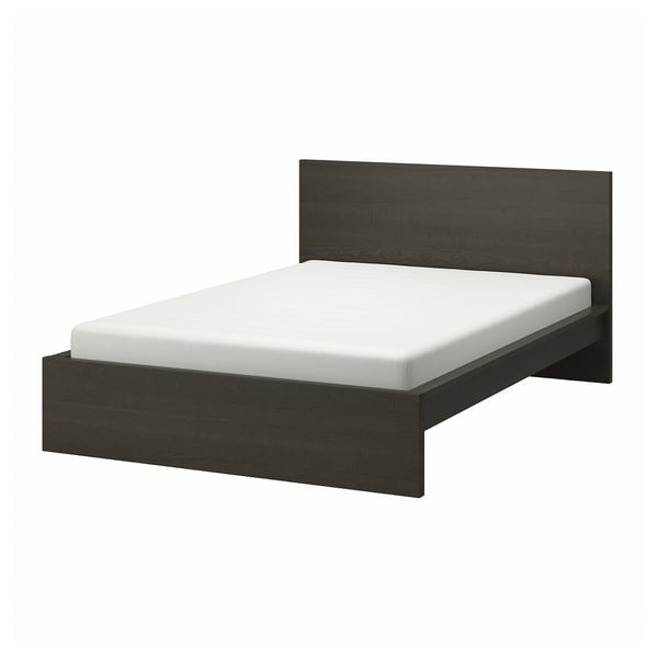 MALM Armazón de cama alta, marrón oscuro chapa, Tamaño King