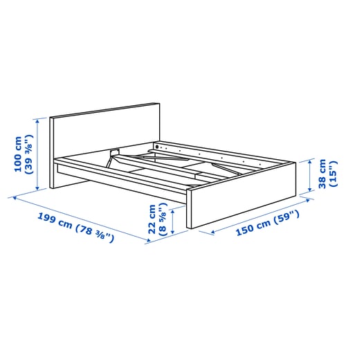 MALM Armazón de cama con colchón, blanco/Valevåg firme, Tamaño full