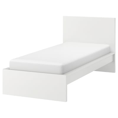 MALM Base de cama alta, blanco/Luröy, Tamaño twin