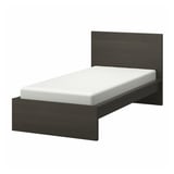 MALM Base de cama alta, marrón oscuro chapa/Luröy, Tamaño twin