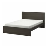 MALM Base de cama alta, marrón oscuro chapa, Tamaño queen