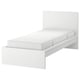 MALM Base de cama con colchón, blanco/Valevåg firme, Tamaño twin