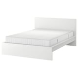 MALM Base de cama con colchón, blanco/Valevåg Firmeza: media., Tamaño queen