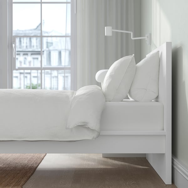 MALM Base de cama con colchón, blanco/Vesteröy firme, Tamaño twin