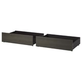 MALM Caja almacenamiento base cama alta, marrón oscuro chapa, Tamaño queen/king