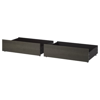 MALM Caja almacenamiento base cama alta, marrón oscuro chapa, Tamaño queen/king