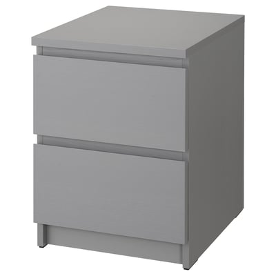 MALM Cómoda de 2 cajones, gris teñido, 15 3/4x21 5/8 "