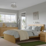 MALM / STORKLINTA Muebles de dormitorio, juego de 4, chapa de roble/efecto de roble, Tamaño full