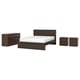 MALM / STORKLINTA Muebles de dormitorio, juego de 4, marrón oscuro chapa/marrón oscuro efecto de roble, Tamaño queen