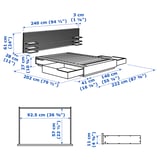 MANDAL Base de cama+cabecera, abedul/blanco, 55 1/8x78 3/4 "