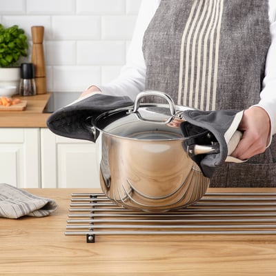MARIATHERES Guante para cocina, gris/beige, 7x7 "