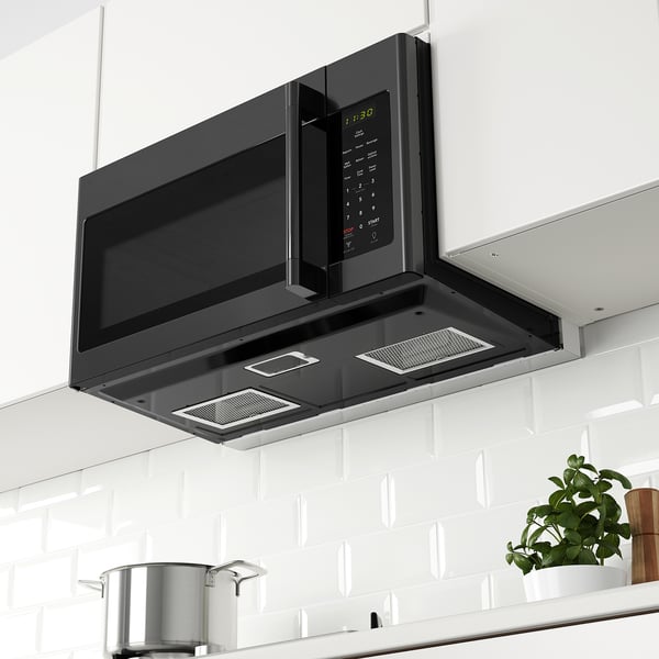 MEDELNIVÅ Microondas instalación superior, negro acero inoxidable