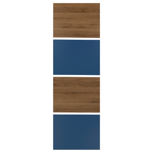 MEHAMN 4 paneles armz prta corrediza, efecto de nogal/azul, 29 1/2x92 7/8 "