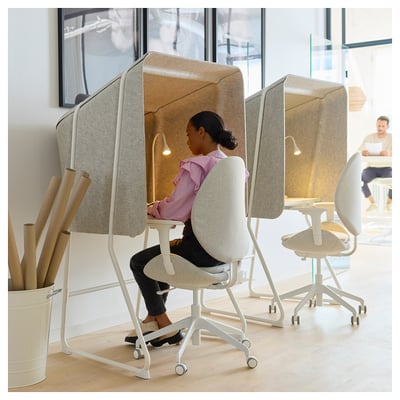 MITTZON Centro trabajo concentración, beige/blanco, 37 3/8x34 1/4x61 "