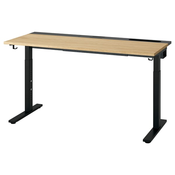 MITTZON Escritorio, chapa de roble/negro, 55 1/8x23 5/8 "