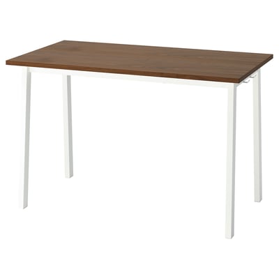 MITTZON Mesa de reuniones, chapa de nogal/blanco, 47 1/4x26 3/4x29 1/2 "