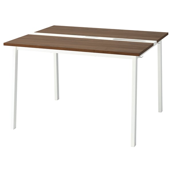 MITTZON Mesa de reuniones, chapa de nogal/blanco, 47 1/4x42 1/2x29 1/2 "