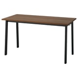 MITTZON Mesa de reuniones, chapa de nogal/negro, 55 1/8x26 3/4x29 1/2 "