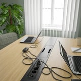 MITTZON Mesa de reuniones, chapa de roble/negro, 55 1/8x42 1/2x29 1/2 "