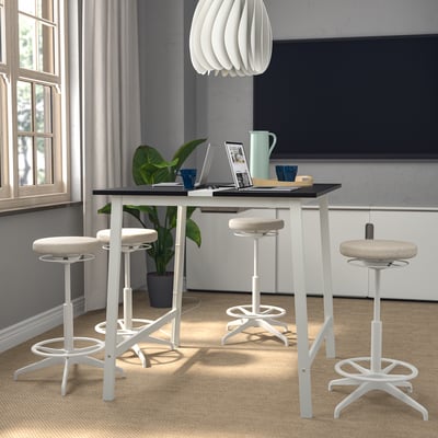 MITTZON Mesa de reuniones, chapa fresno teñida en negro/blanco, 47 1/4x42 1/2x41 3/8 "