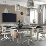 MITTZON Mesa de reuniones, chapa fresno teñida en negro/blanco, 55 1/8x26 3/4x29 1/2 "