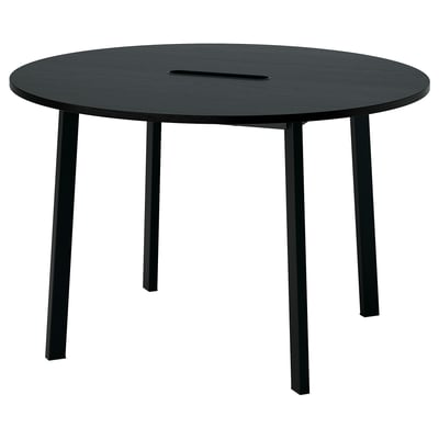 MITTZON Mesa de reuniones, redondo chapa fresno teñida en negro/negro, 47 1/4x29 1/2 "
