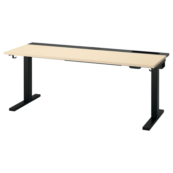 MITTZON Mesa sentado/de pie, eléctrico chapa de abedul/negro, 63x23 5/8 "