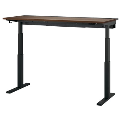 MITTZON Mesa sentado/de pie, eléctrico chapa de nogal/negro, 63x23 5/8 "