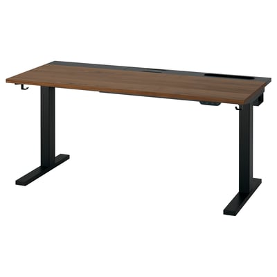 MITTZON Mesa sentado/de pie, eléctrico chapa de nogal/negro, 55 1/8x23 5/8 "