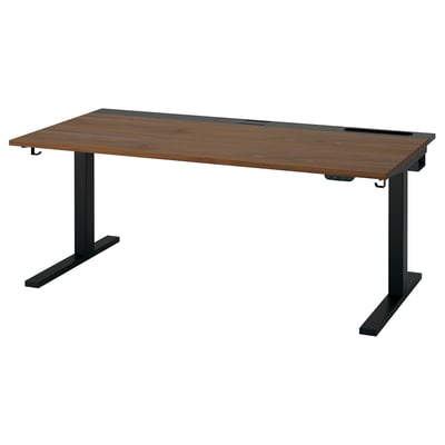 MITTZON Mesa sentado/de pie, eléctrico chapa de nogal/negro, 63x31 1/2 "