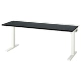 MITTZON Mesa sentado/de pie, eléctrico chapa fresno teñida en negro/blanco, 63x23 5/8 "