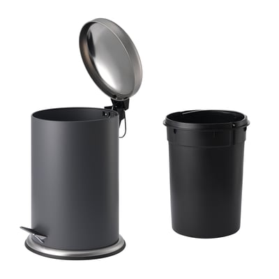 MJÖSA Cubo con pedal, gris oscuro, 3 gal