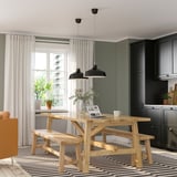 MÖCKELBY / MÖCKELBY Mesa con 2 bancos, roble/roble, 92 1/2x39 3/8 "