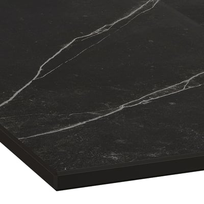 MÖCKLARP Barra de cocina personalizada, negro/marrón mate efecto de mármol/porcelana de alta presión, 3/4 "