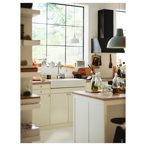 MÖLLEKULLA Encimera de cocina, roble/chapa, 74x1 1/2 "