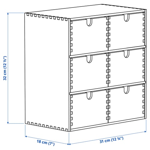 MOPPE Mini gavetero, contrachapado de abedul, 12 ¼x7x12 5/8 "