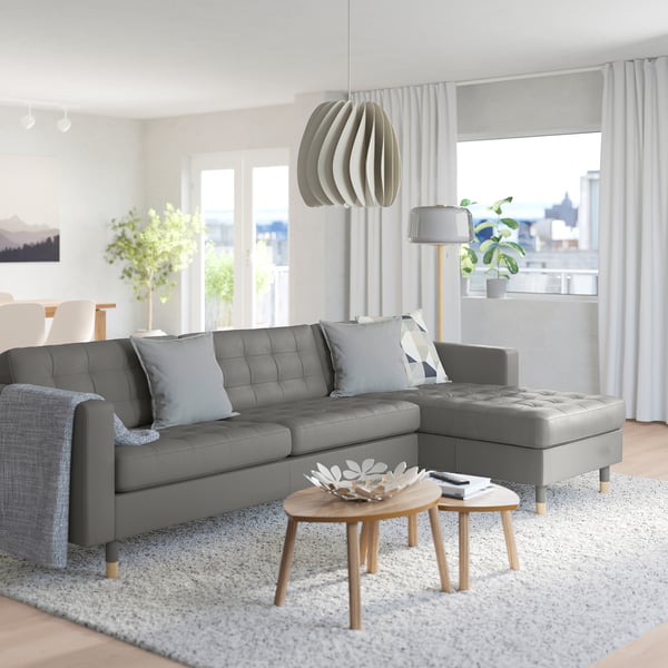 MORABO Módulo seccional, 4 plazas, +chaise longue/Grann/Bomstad verde gris/madera