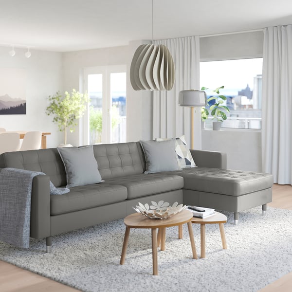 MORABO Módulo seccional, 4 plazas, +chaise longue/Grann/Bomstad verde gris/metal