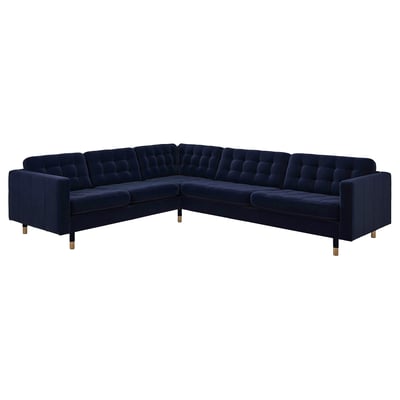 MORABO Módulo seccional esquina, 5 plazas, Djuparp azul oscuro/madera