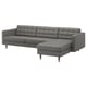 MORABO Sofá 4 plazas+chaise longue, Grann/Bomstad verde gris/madera