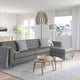 MORABO Sofá 4 plazas+chaise longue, Grann/Bomstad verde gris/madera