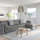 MORABO Sofá 4 plazas+chaise longue, Grann/Bomstad verde gris/metal