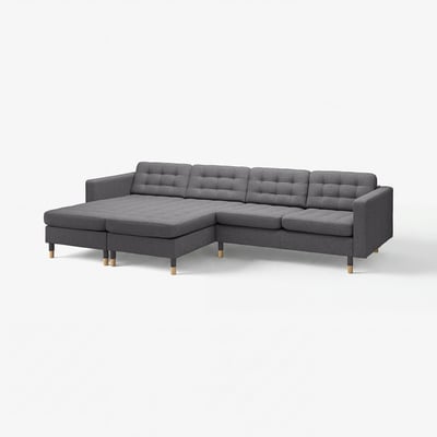 MORABO Sofá 4 plazas+chaises longues, Gunnared gris oscuro/madera