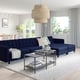 MORABO Sofá 5 plazas+chaise longues, Djuparp azul oscuro/metal