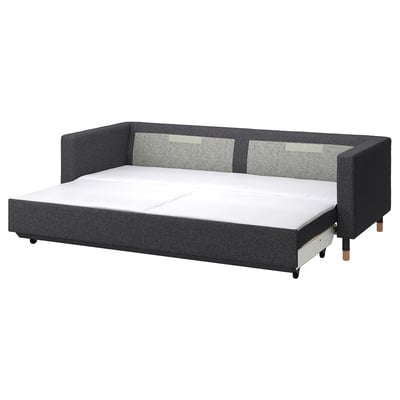 MORABO Sofá cama, Gunnared gris oscuro/madera