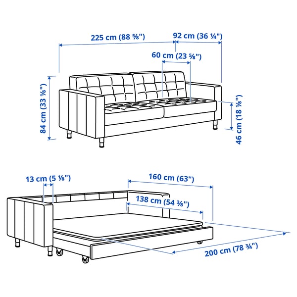 MORABO Sofá cama, Gunnared gris oscuro/madera