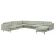 MORABO Sofá de esquina 6plz+chaise longue, Gunnared verde claro/madera