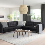 MORABO Sofá esquinero, 5 plazas, Grann/Bomstad negro/madera