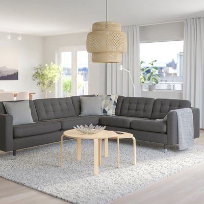 MORABO Sofá esquinero, 5 plazas, Gunnared gris oscuro/metal