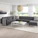 MORABO Sofá esquinero, 6 plazas, +chaise longue/Gunnared gris oscuro/madera